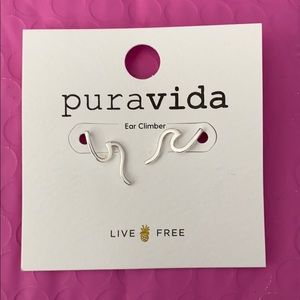 Puravida Wave Ear Climber Earrings (silver)